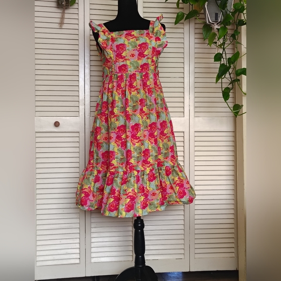Peyton & Parker Other - Peyton & Parker Floral Girls Dress – Pink & Green Size XL (18/18.5P) – Like New